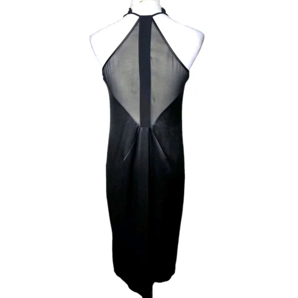 78 Black plunging midi dress from Halston Heritage Sleeveless Size 6 - Picture 4 of 8